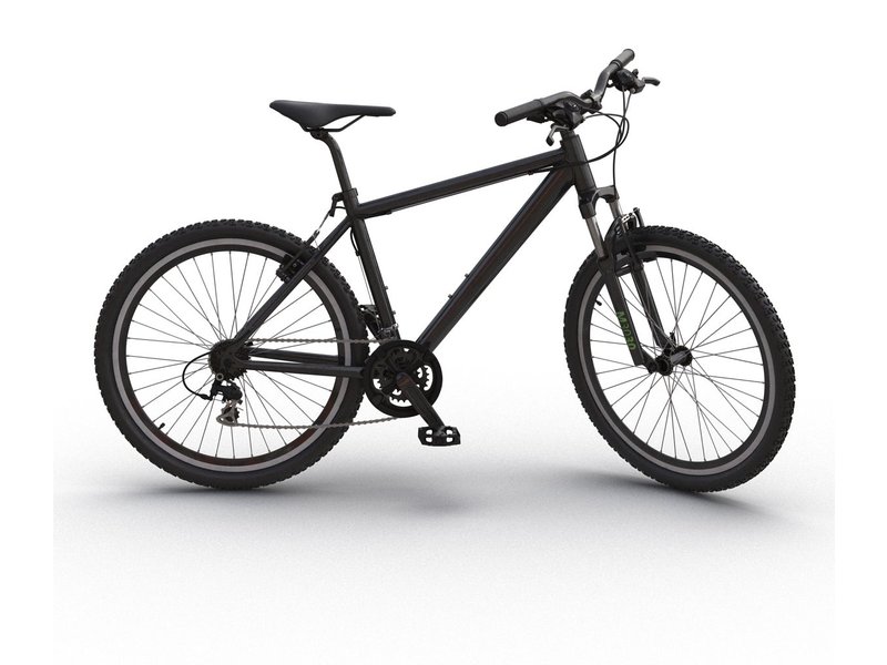 Bike with the handlebar turned, photographed at an angle